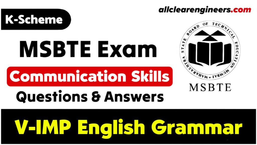 English grammar communication skills MSBTE Exam Important Questions and Answers